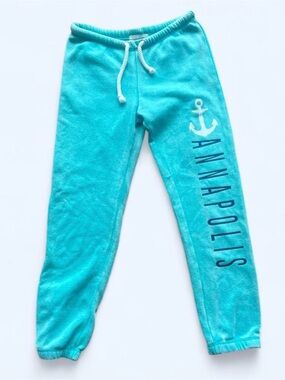 Ocean Drive Teal Kids Joggers with Anchor and Annapolis Side Print